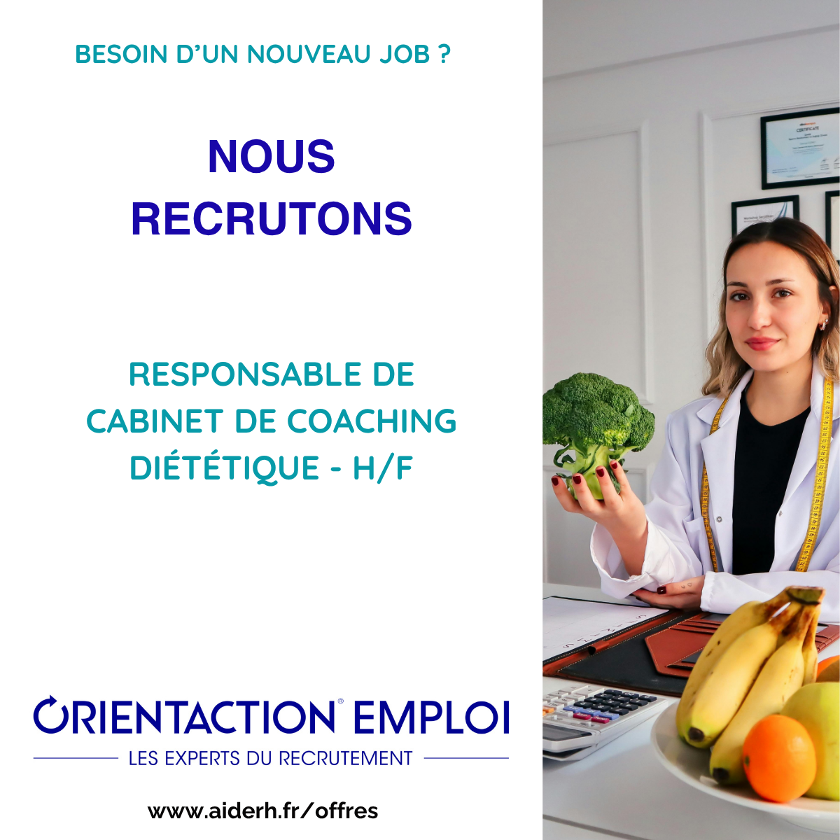RESPONSABLE DE CABINET DE COACHING DIÉTÉTIQUE - H/F